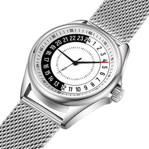 Montre Svalbard Follower GA19 Pour Homme - Boîtier Acier 40mm, Cadran Blanc, Bracelet Cuir Noir - Neuf Avec Écrin