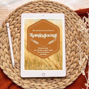 digitale Video-Einladung zu Thanksgiving "cornfield" | individuelle Karte | Datei zum digitalen Versenden oder selbst drucken | boho Natur