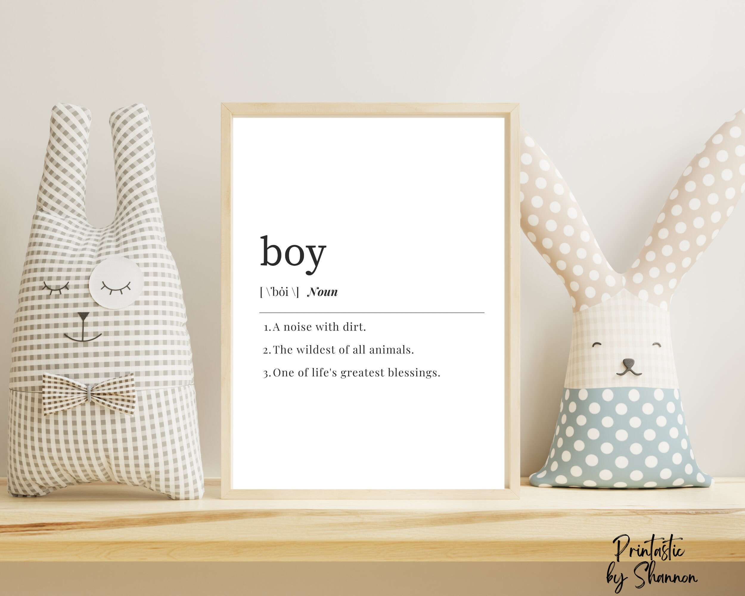 Funny Definition of Boy, A Noise With Dirt, Baby Shower Gift, Blessing, Typography Print, Wall