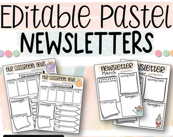 Pastel Monthly Weekly Seasonal Newsletter Templates Editable + Digital | Back to School | Teachers