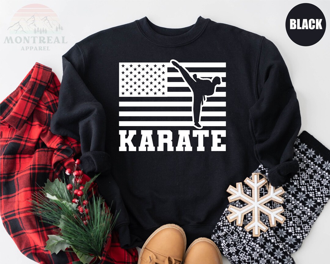 Karate Sweatshirt American Flag Shirt Karate Sweater Karate Etsy