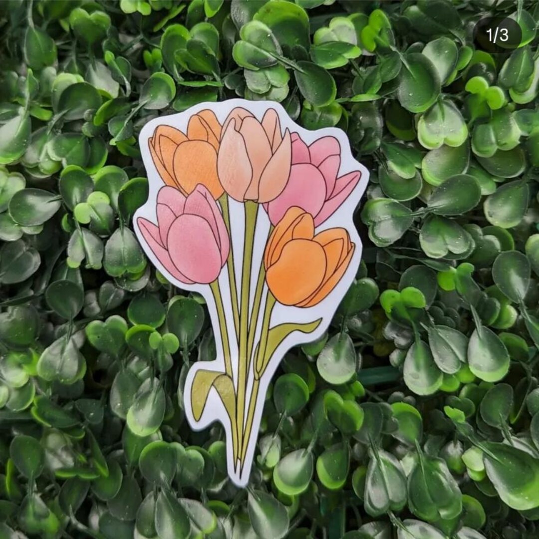 Shades of Pink Tulips Sticker - Etsy