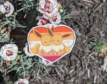 Pride Eevee wlw Couple Stickers - 2pc
