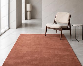 Hand-Tufted New Zealand Wool Terracotta Solid Plush Carpet Teppich Tappeto Tapete Matta Living Room Custom Size