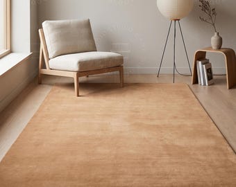 Hand-Tufted Wool Rug: Plush Pile, Modern Solid Style Area Mat