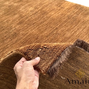 Tappeto fatto a mano marrone, tappeto in lana, tappeto annodato a mano, tappeto annodato a mano, tappeto per soggiorno e camera da letto, 8x10 9x12, arredamento per la casa, tappeto personalizzato minimalista