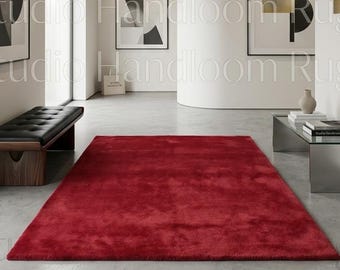 Hand-Tufted Wool Area Rug: Solid Green Plush Carpet (Modern Boho Style)