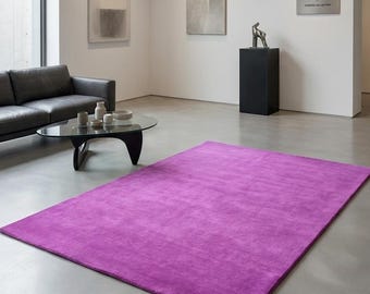 Hand Tufted New Zealand Wool Magenta Area Luxury Plush Fuchsia Solid Carpet  Living Room Modern Minimalist Vibrant Orchid Purple Soft mat