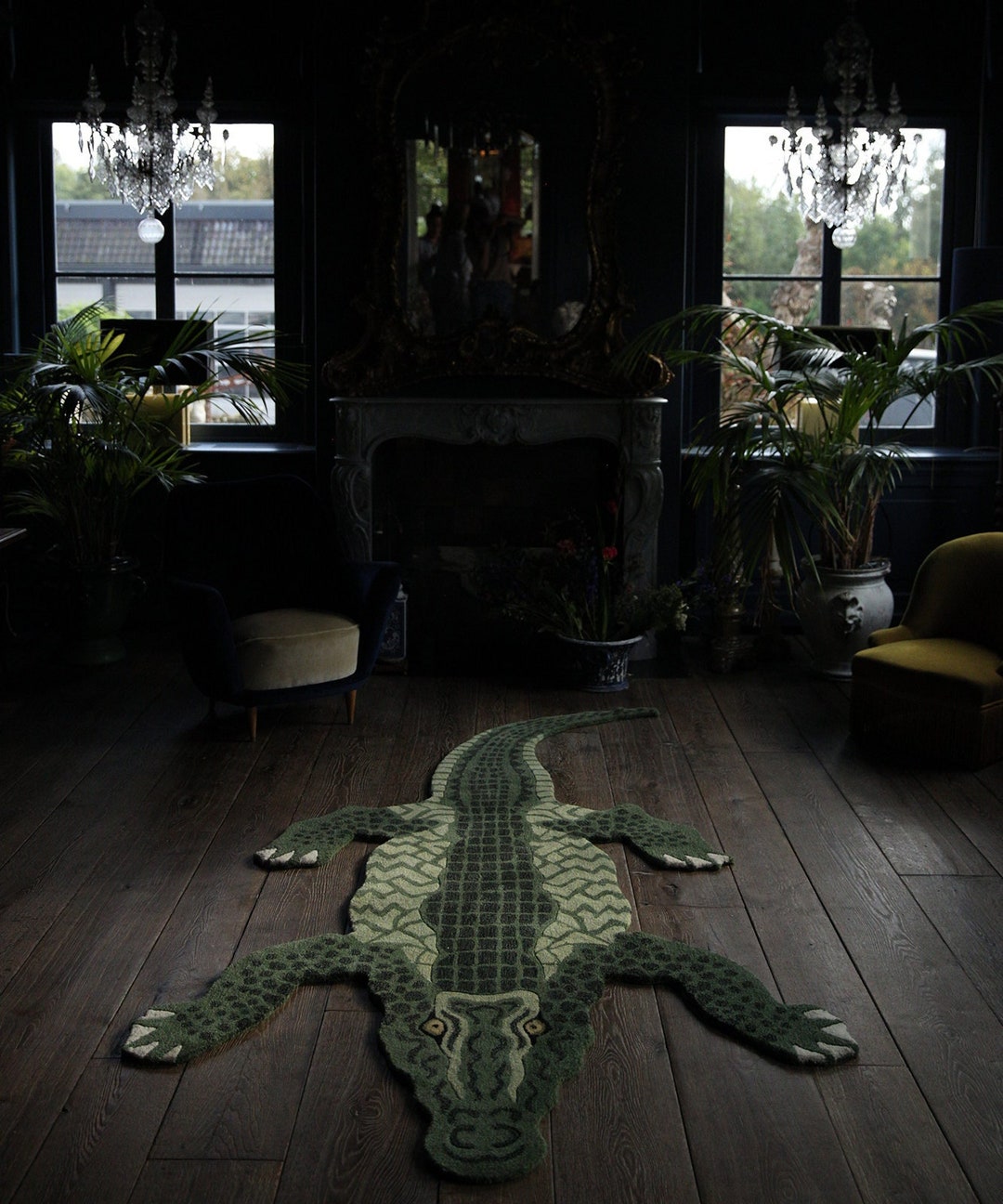 Hand Tufted Wool Crocodile Rugs Hand Made Cotton Backing Rug Home
