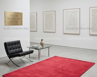 Hand-Tufted New Zealand Wool Crimson Solid Plush Area Carpet Teppich Tappeto Tapete Matta Luxury Living Room Bedroom Custom Size