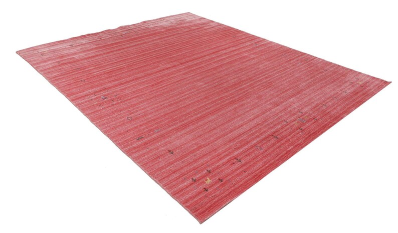 Alfombra de lana Loribaft Gabbeh auténtica, ultrasuave y de alta calidad, tejida a mano con nudos finos, color rosa coral, estilo Abrash, ideal para salas de estar modernas y bohemias. imagen 11