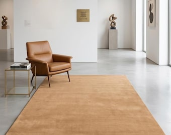 Hand Tufted New Zealand Wool Camel Tan Solid Plush Luxury Custom Area Rug Minimalist Teppich Tappeto Tapete Matta