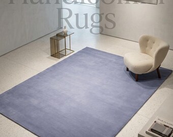 Hand Tufted New Zealand Wool Rug, Dusty Lilac Periwinkle Solid Minimalist Teppich Tappeto Tapete Matta Plush Custom Size