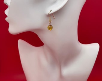 Mexican Amber Earrings, 14k Gold Plated Crystal Earrings