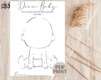 Draw Baby, Baby Shower Game Minimalist Theme, Baby Shower Party Games, Minimalist Baby Shower