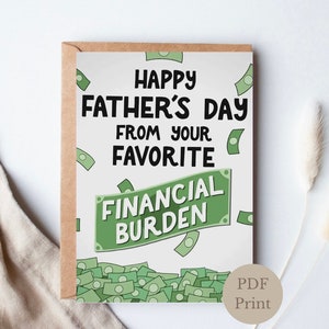 Feliz Dia dos Pais com seu fardo financeiro favorito, cartão engraçado, download digital, Dia dos Pais