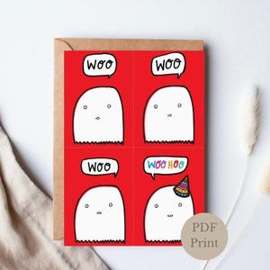 Woo Hoo! - Cartão de Parabéns - Download Digital - Cartão - Cartão de Parabéns - Cartão Sincero - Estético - Produto Digital Minimalista