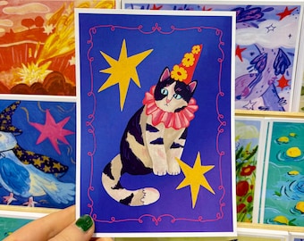 Clown Katze | Kunstdruck | 18x18cm