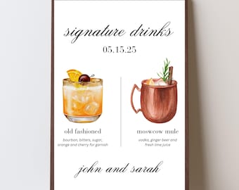 Signature Drinks Cocktail Sign | 8x10 | Margarita | Spicy Margarita