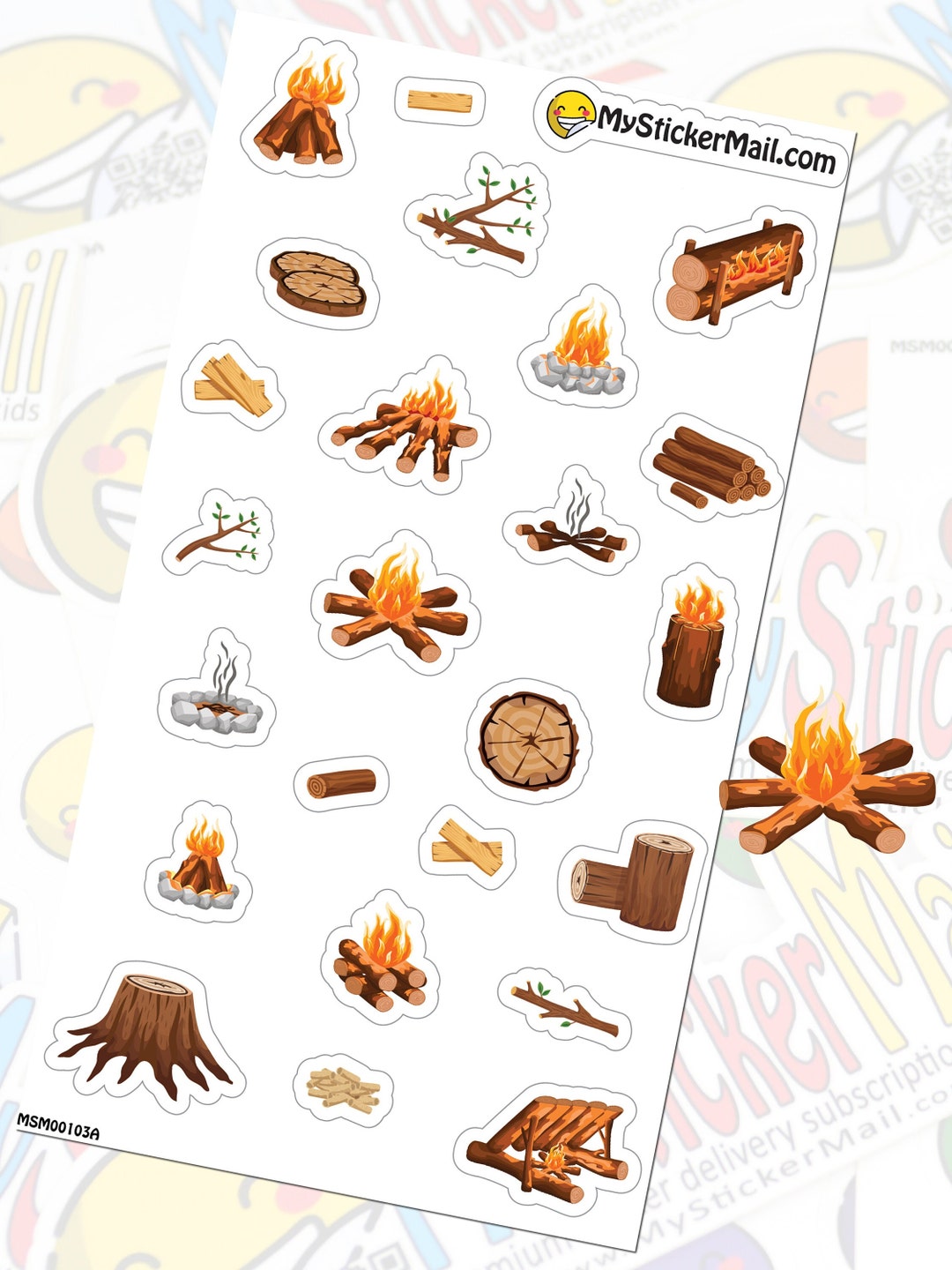 Flame Stickers Campfire Wood Log Stickers Sticker Sheet Scrapbook