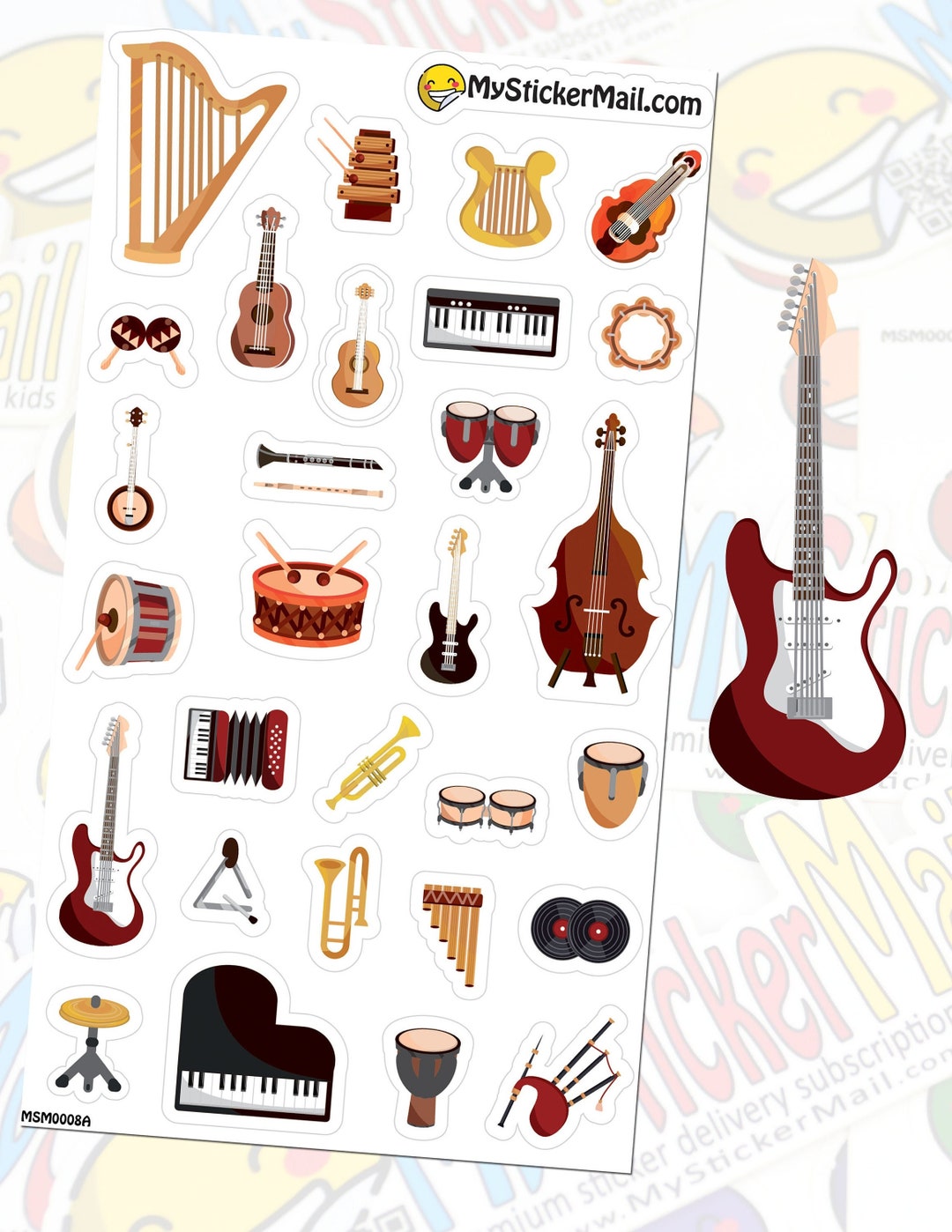 Musical Instrument Stickers Instrument Stickers Sticker Sheet Scrapbook