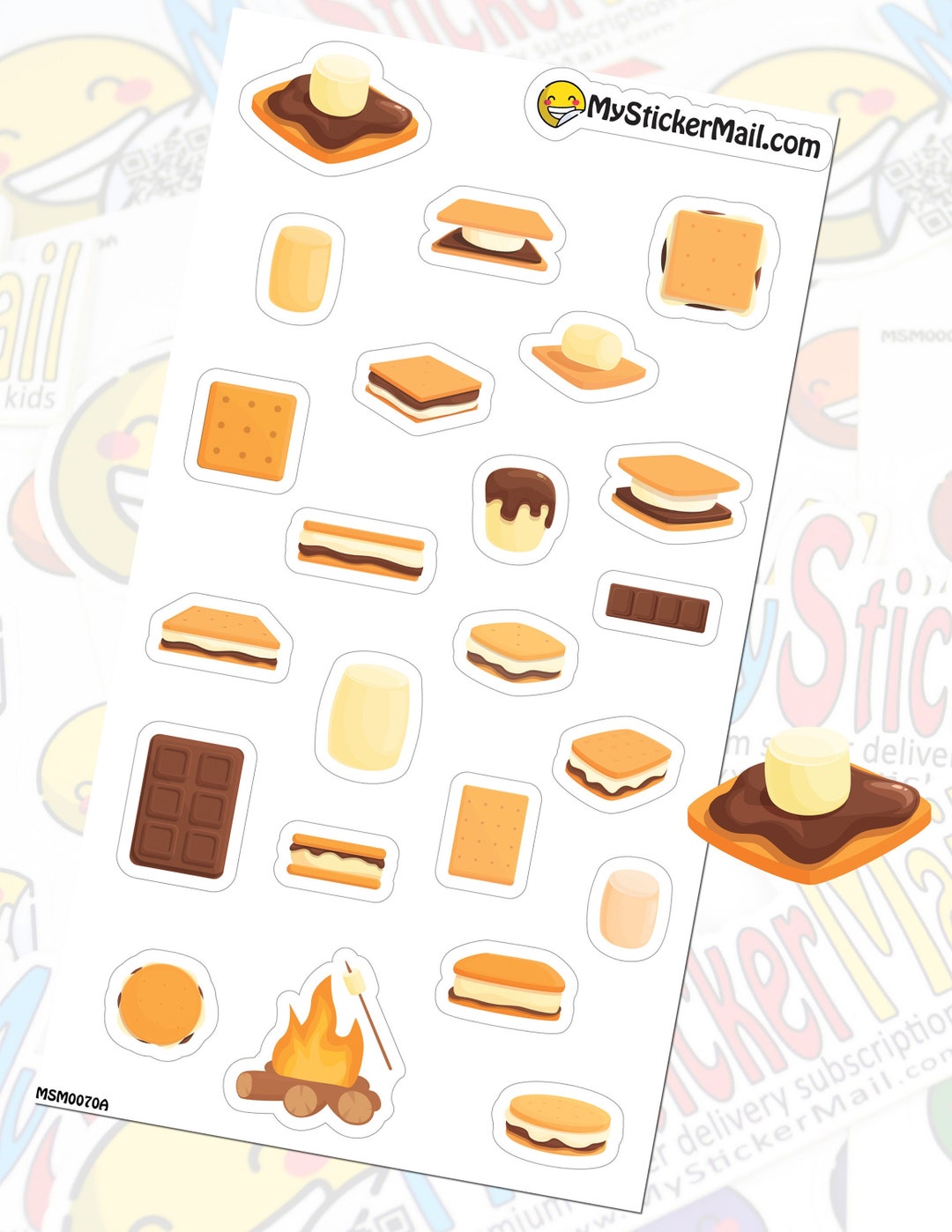 S'mores Stickers S'mores Campfire Stickers Sticker Sheet Scrapbook