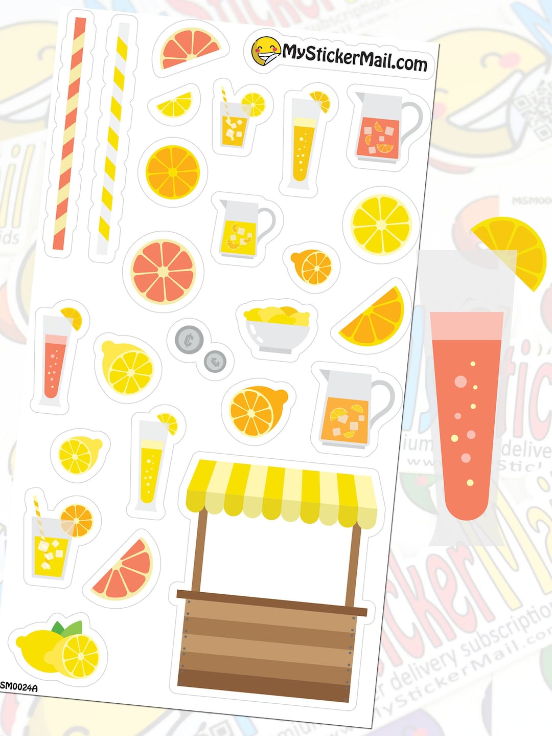 Lemonade Stickers Lemonade Stand Lemons Sticker Sheet Etsy