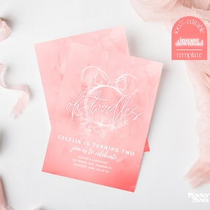 Boho Oh Twodles Birthday Invitation, 2nd Birthday Invite, Boho Invitation, Minnie Mouse Invitation, Oh Twodles, Pink Boho Birthday, Digital