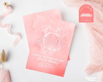Boho Oh Twodles Birthday Invitation, 2nd Birthday Invite, Boho Invitation, Minnie Mouse Invitation, Oh Twodles, Pink Boho Birthday, Digital