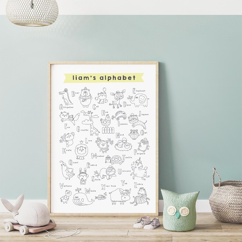 Printable Alphabet Coloring Poster - Personalized Child's Name ...