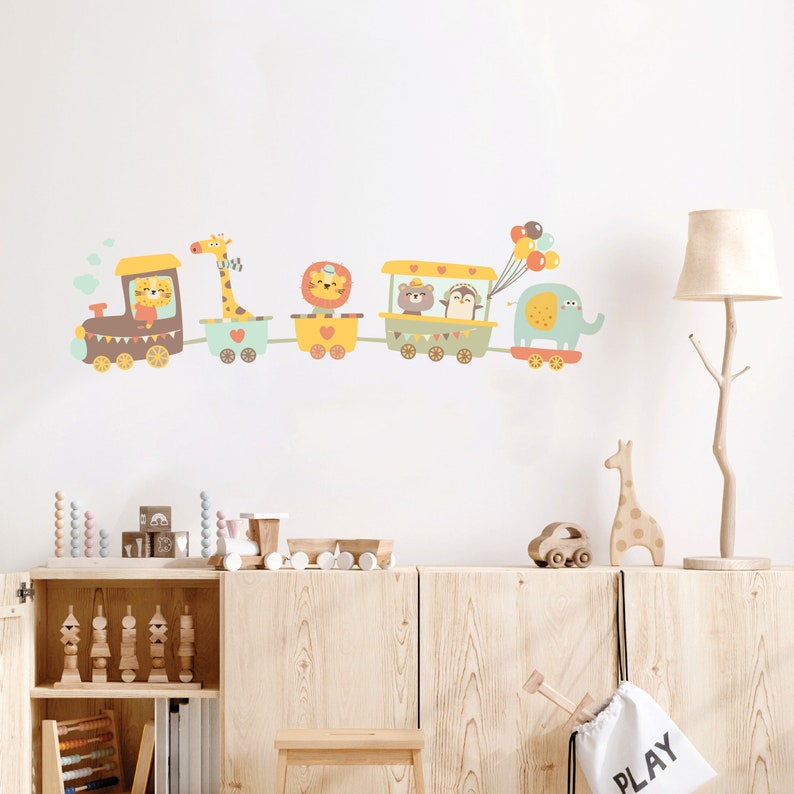 Express Train Nursery Wall Sticker Animal Train Wall Decal Etsy