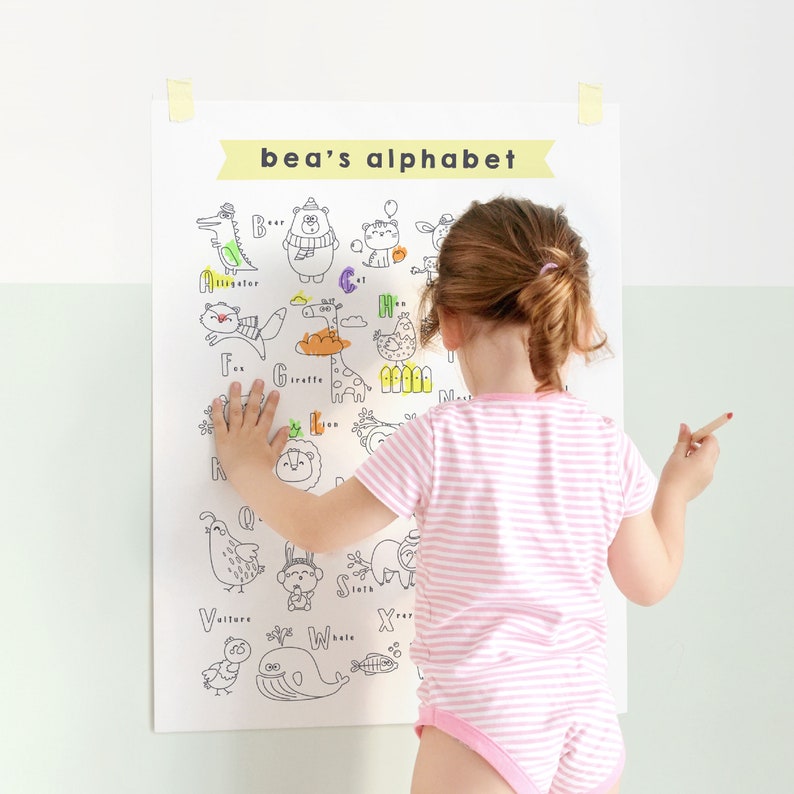 Printable Alphabet Coloring Poster - Personalized Child's Name ...
