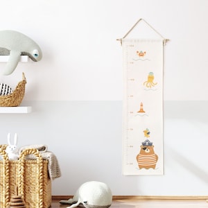 Pirate Wall Tapestry Growth Chart: Organic Cotton Nursery Decor