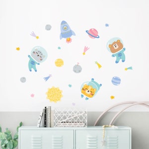 Outer Space Wall Decals: Rocket, Astronaut, Planets, Kids Room Decor