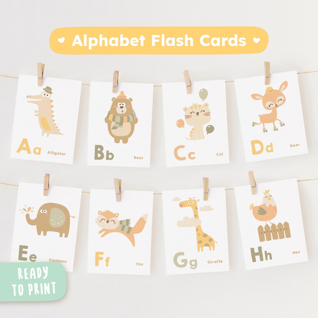 Printable Alphabet Flashcards, Educational Kids' Learning Digital ...