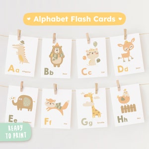 Printable Alphabet Flashcards, Educational Kids' Learning Digital Download