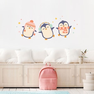 Dancing Penguins Wall Decal: Kids Nursery Decor (31.49 x 11.81&quot;)