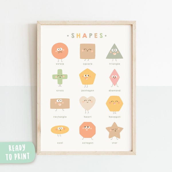 Geometric Shapes Printable Educational Poster, Instant Digital Download