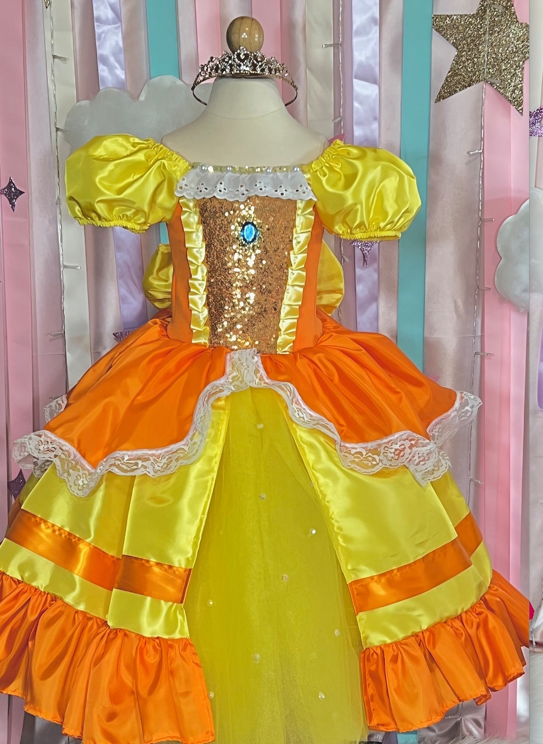 Princess Daisy Costume Vestito Principessa Mario Bros Principessa