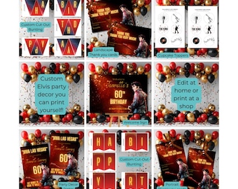 Viva Las Vegas Elvis Presley Party Decor Bundle: 60th Birthday Party (Digital Download)