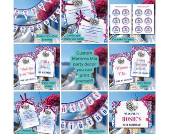 Mamma Mia Party Decor Bundle: Greek Island Disco (Canva Template)