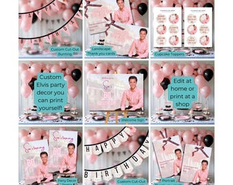 Elvis Presley Party Decor Bundle: Cant Help Falling In Love, Digital Download, Canva Template