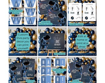 Elvis Presley Birthday Party Decor Bundle: Welcome Sign, Poster, Cake Toppers (Digital Download)