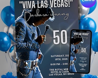 Viva Las Vegas Elvis Birthday Invitation | Editable Template (Digital)