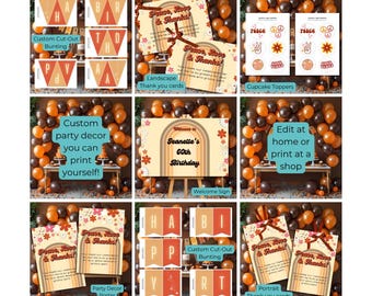 Groovy 60th Birthday Party Decor Bundle: Retro 70s Theme (Digital Download)