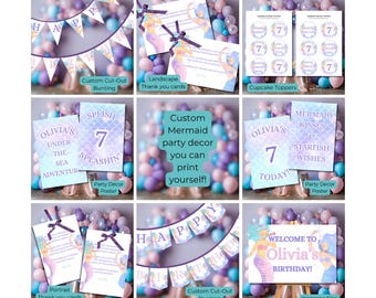 Mermaid Birthday Party Bundle: Under the Sea Decor (Digital Download)