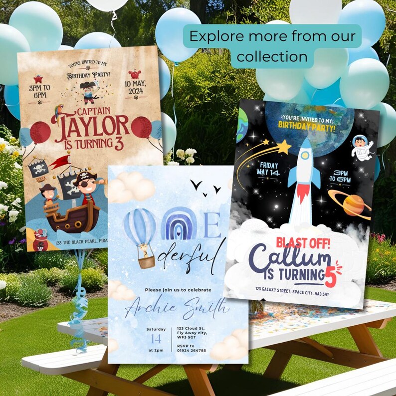 Peter Rabbit 1st Birthday Invitation, Blue Watercolour (digital ...