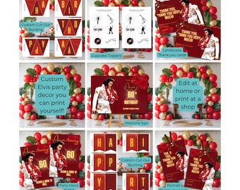 Elvis Aloha From Hawaii Birthday Party Decor: Canva Template (Digital Download, Printable Poster & More)