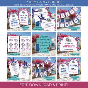 Mamma Mia Party Decor Bundle: Abba Disco and Greek Island Vibes (Canva Template)
