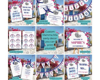 Mamma Mia Party Decor Bundle: Abba Disco and Greek Island Vibes (Canva Template)